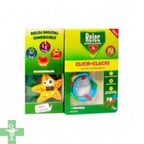Relec Click Clack Pulsera Antimosquitos + 2 Recargas + Reloj ESTRELLA Digital Sumergible