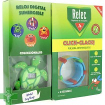 Relec Click Clack Pulsera Antimosquitos + 2 Recargas + Reloj TORTUGA Digital Sumergible